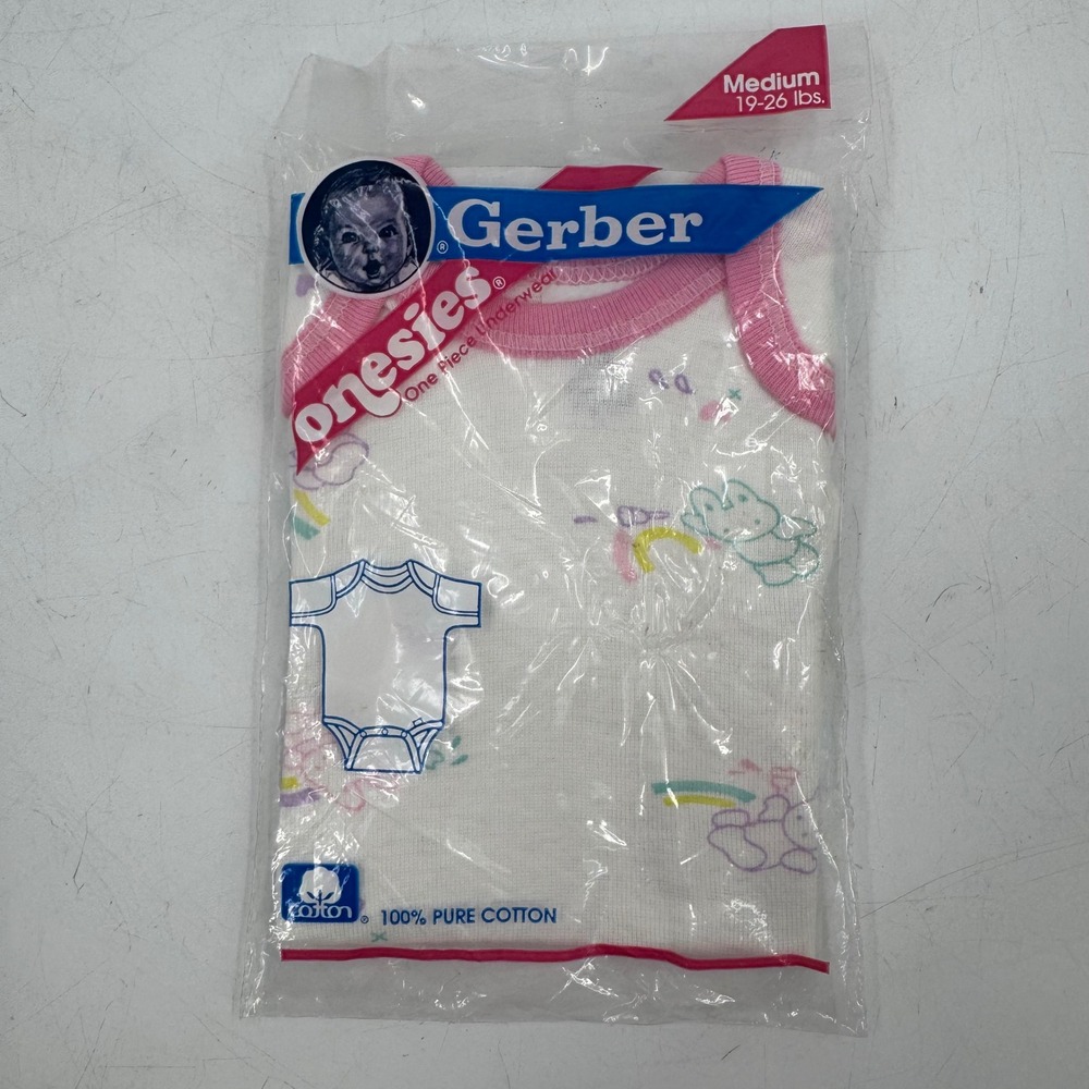 Vintage Gerber Onesie Medium 19-26 lbs 100% Cotton Baby One Piece Print 80s